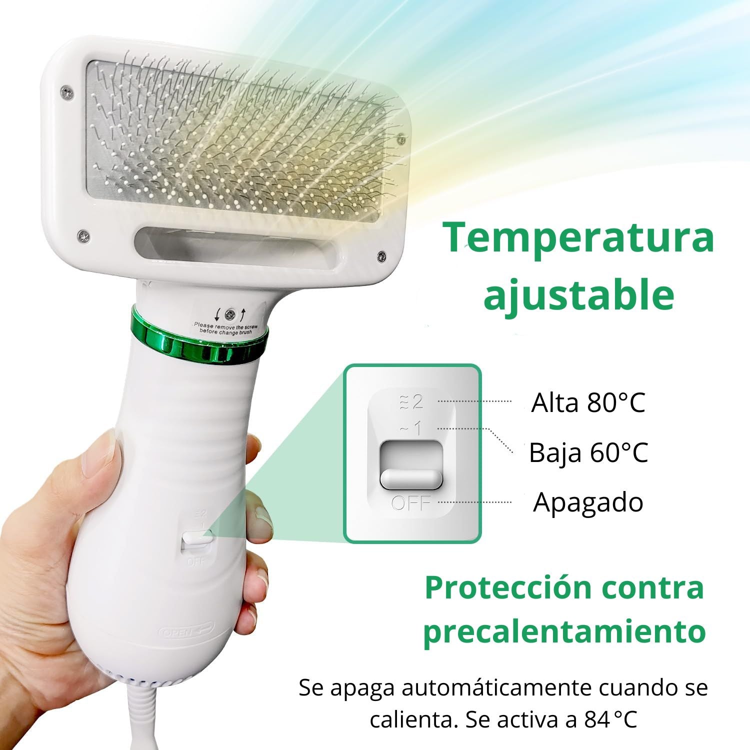 Secador-Cepillo para Mascotas 2 en 1 | Cuidado y Secado Rápido - Portátil y Eficiente